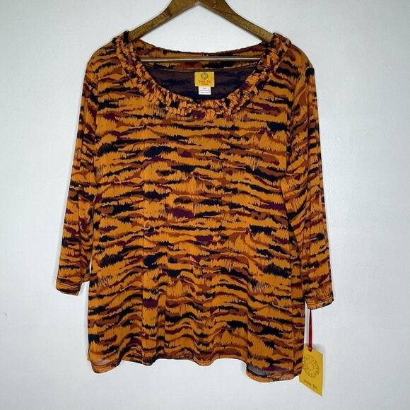 Ruby Rd Shirt Womens 2X Animal Print Pullover 3/4 Sleeve Stretch Top - Picture 1 of 6
